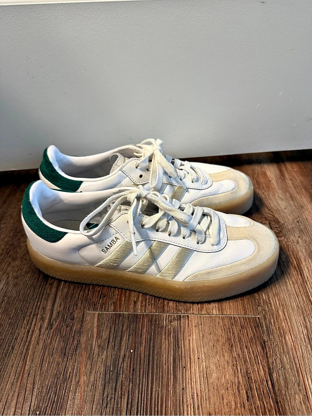 Adidas Samba Sneakers in White & Green